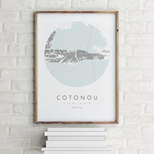 Carte de Cotonou, Cotonou, Bénin, Plan de la ville, Carte de la ville natale, Impression de Cotonou, art mural, Affiche de la carte, Art de la carte minimaliste, mapologiste, cadeau
