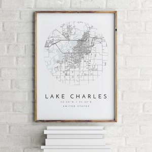 Lake Charles Map, Lake Charles, Louisiana, City Map, Home Town Map, Lake Charles Print, wall art, Map Poster, Minimalist Map Art, mapologist