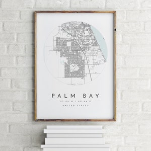 Palm Bay kaart, Palm Bay, Florida, stadsplattegrond, Home Town kaart, Palm Bay print, kunst aan de muur, kaart poster, minimalistische kaart kunst, mapologist, cadeau