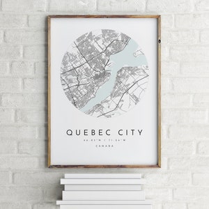 Carte de la ville de Québec, Québec, Canada, carte de la ville, carte de la ville natale, impression de la ville de Québec, art mural, affiche de la carte, art de la carte minimaliste, mapologiste, cadeau