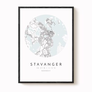 Stavanger Map Print: Scandinavian Minimalist Design (Matte Paper) image 2