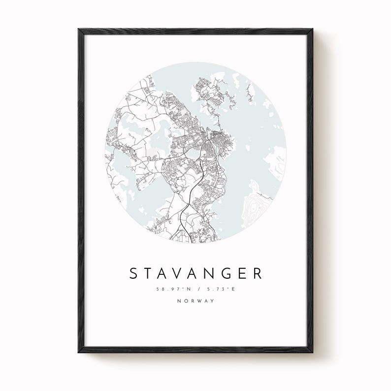 Stavanger Map Print: Scandinavian Minimalist Design (Matte Paper) image 2