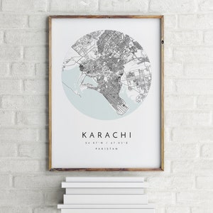 Carte de Karachi, Karachi, Pakistan, carte de la ville, carte de la ville natale, impression de Karachi, art mural, carte affiche, art de la carte minimaliste, mapologiste, cadeau