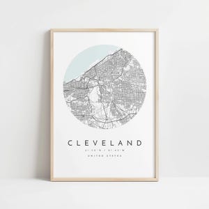 Stampa mappa di Cleveland: design minimalista grigio-blu - carta opaca immagine 10