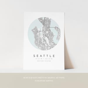 Seattle City Map Print: Modern Minimalist Design - Matte Fine Art Paper image 3