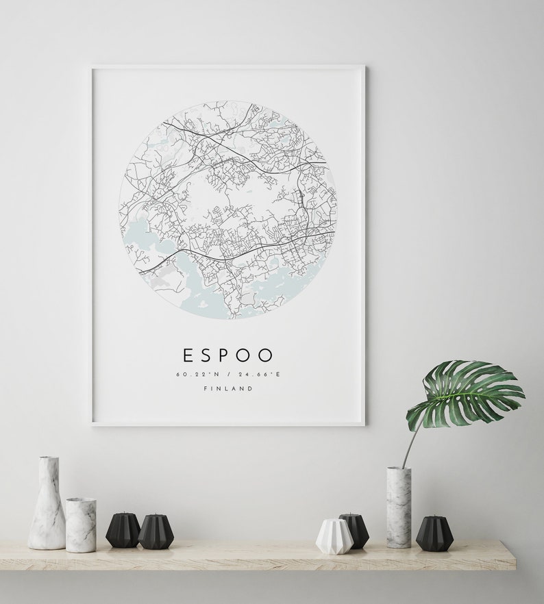 Espoo Map, Espoo, Finland, City Map, Home Town Map, Espoo Print, wall art, Map Poster, Minimalist Map Art, mapologist, gift image 3