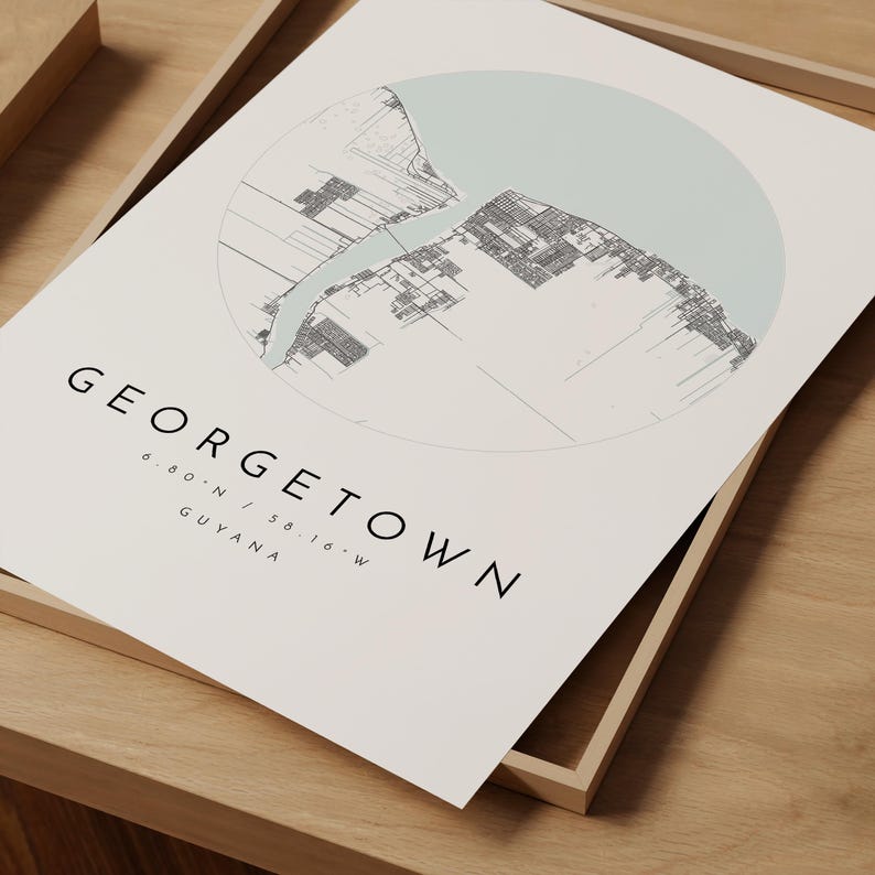 Georgetown City Map: Modern Minimalist Design - Matte Fine Art Print image 9