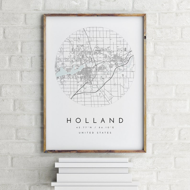 Holland Map Holland Michigan City Map Home Town Map - Etsy