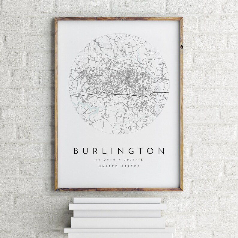 Burlington Map Burlington North Carolina City Map Home - Etsy UK
