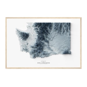 Washington kaart, Washington State kaart afdrukken, kaart artwork, Washington landschap, landschap, geologie kunst, topografische kunst, terreinkaart, WA kaart