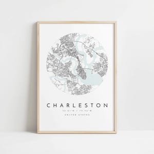 Charleston Wall Art Print: Modern City Map (8x10 to 24x36 inches) image 10