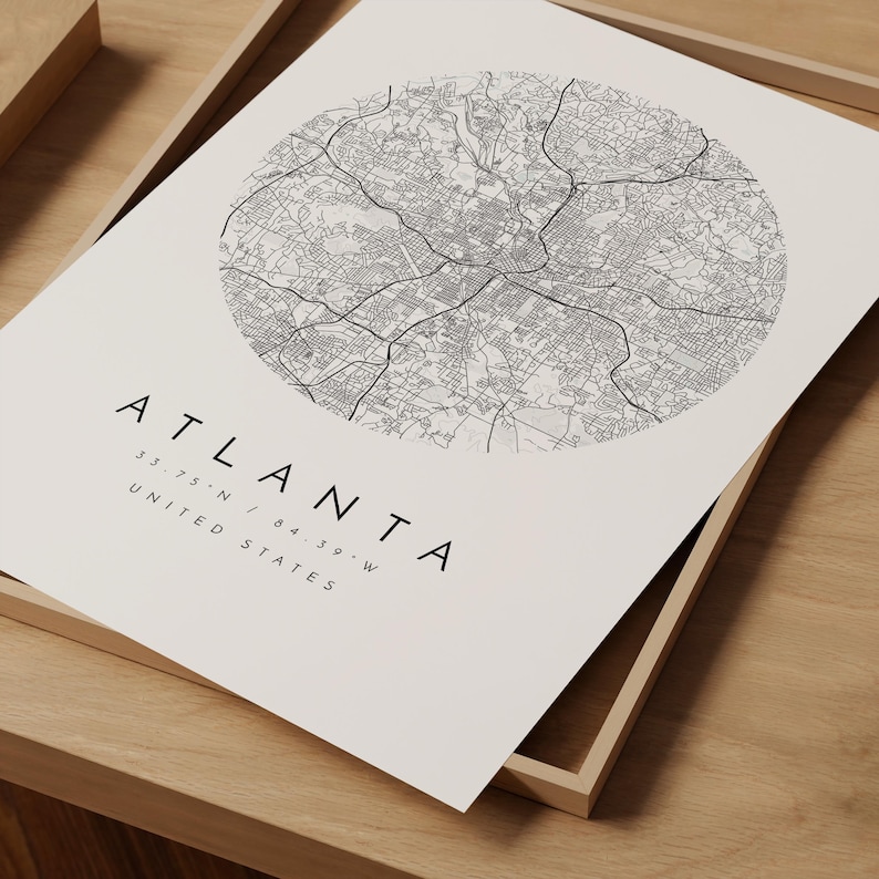 Modern Atlanta Map Print - Minimalist City Wall Art image 9