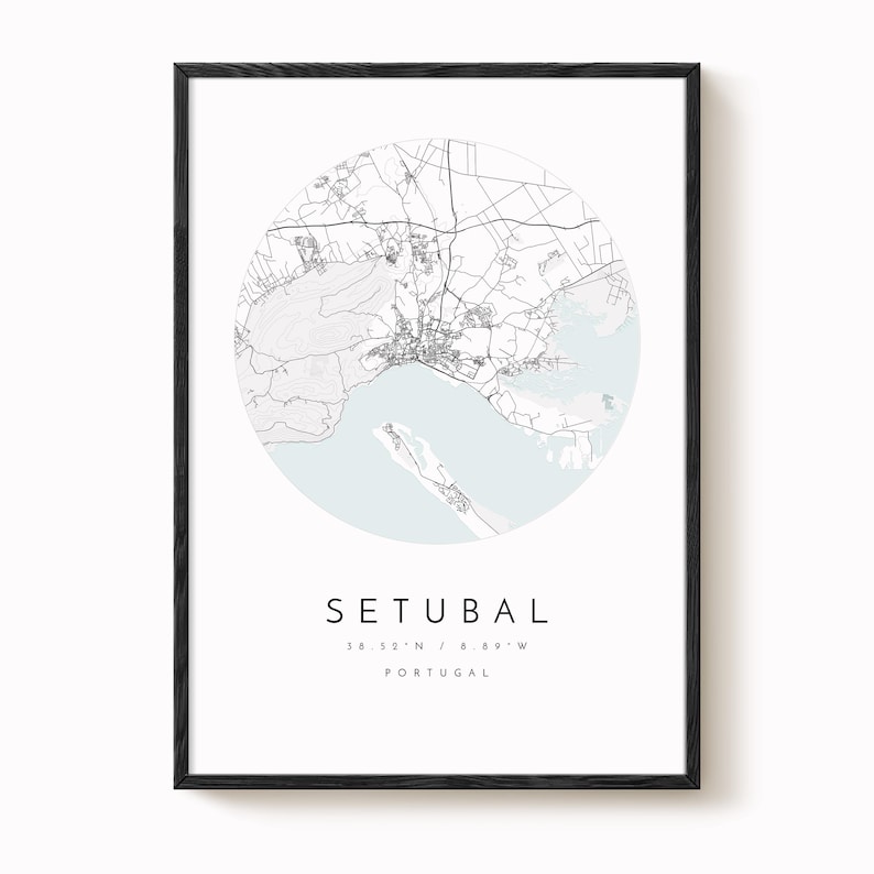 Setubal Map Poster: Minimalist City Art (Fine Matte Paper) image 2