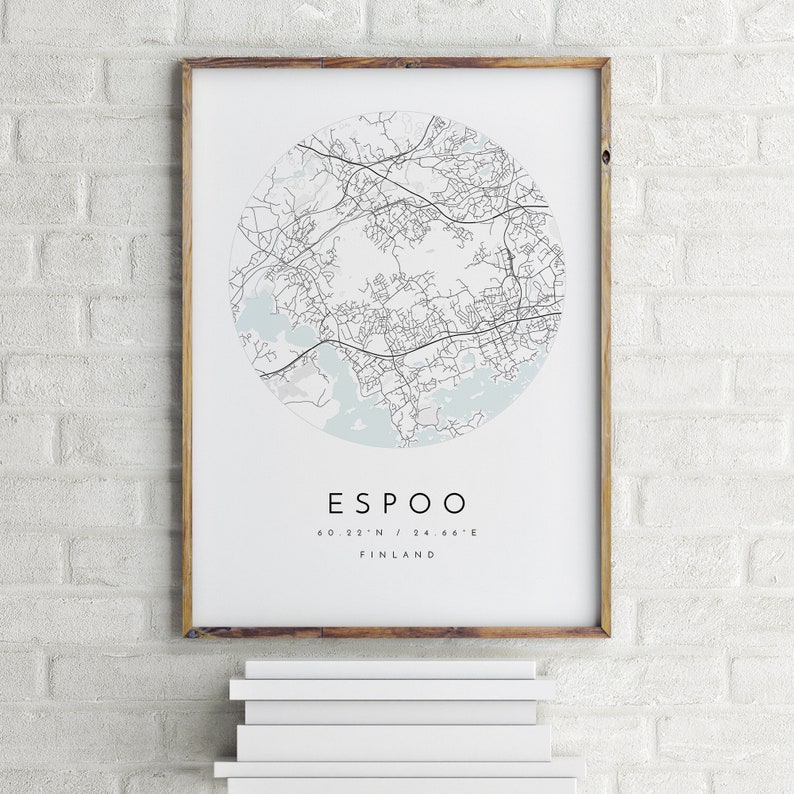 Espoo Map, Espoo, Finland, City Map, Home Town Map, Espoo Print, wall art, Map Poster, Minimalist Map Art, mapologist, gift image 1