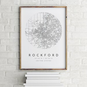 Rockford Karte, Rockford, Illinois, Stadt Karte, Heimatstadt Karte, Rockford Print, Wandkunst, Karte Poster, minimalistische Kartenkunst, Mapologe, Geschenk