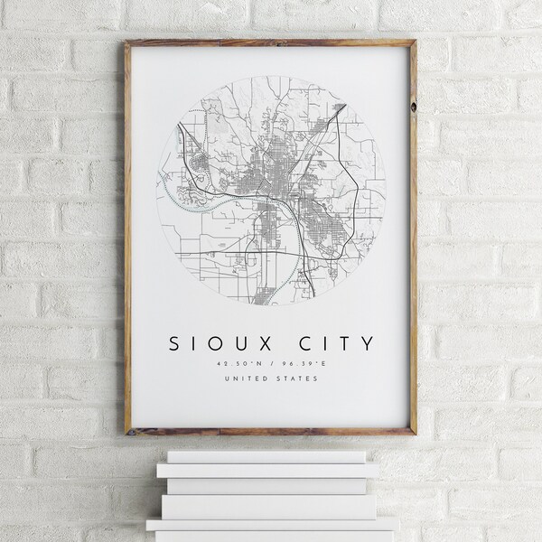 Sioux City Map, Sioux City, Iowa, City Map, Home Town Map, Sioux City Print, wall art, Map Poster, Minimalist Map Art, mapologist, gift