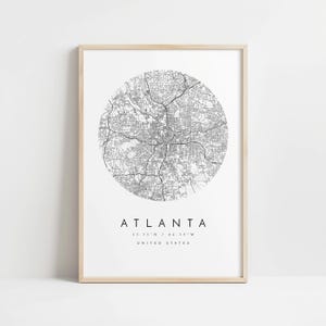 Modern Atlanta Map Print - Minimalist City Wall Art image 10