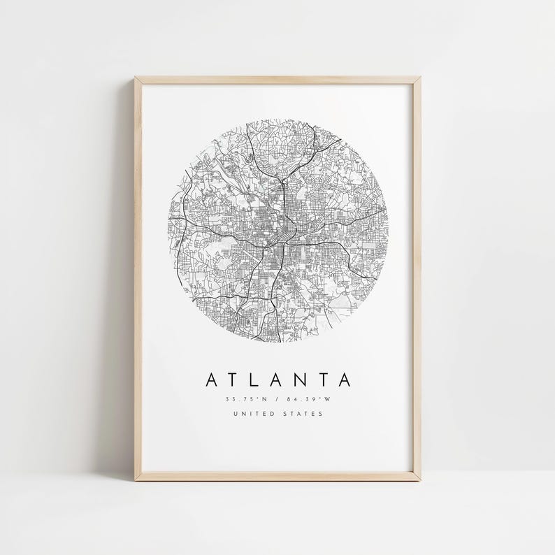 Modern Atlanta Map Print - Minimalist City Wall Art image 10