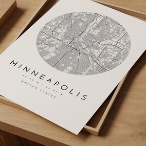 Minneapolis City Map Print: Modern Blue Grey Wall Art image 9