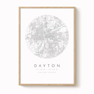 Dayton Map, Dayton, Ohio, City Map, Home Town Map, Dayton Print, wall art, Map Poster, Minimalist Map Art, mapologist, gift