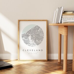 Stampa mappa di Cleveland: design minimalista grigio-blu - carta opaca immagine 7