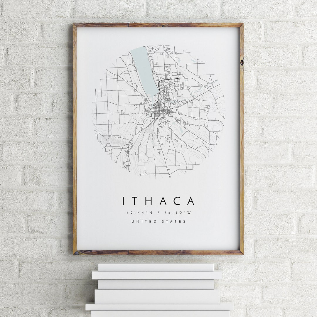 Ithaca City Map, Ithaca Print, Ithaca City Print, Ithaca Map, Map of Ithaca, Map Poster Ithaca