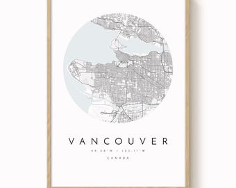 Mapa Vancouver, Mapa minimalistyczna, Wydruk Vancouver, Plakat Vancouver, Sztuka Vancouver, Nowoczesny wydruk mapy, Mapa Vancouver, Sztuka mapy miasta Vancouver