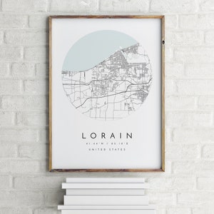 Lorain Map, Lorain, Ohio, City Map, Home Town Map, Lorain Print, wall art, Map Poster, Minimalist Map Art, mapologist, gift