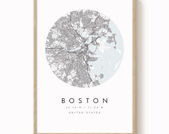 Boston Map, Minimalist Map, Boston Print, Boston Poster, Boston Art, Modern Boston Map Print, Map of Boston, Boston Massachusetts