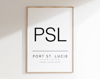 Port St Lucie, Typographic print, digital poster, Port St Lucie FL, digital wallart, download poster, printable art, print at home, wall art