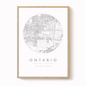 Ontario Map Print: Modern Minimalist Design - Soft Blue and Grey