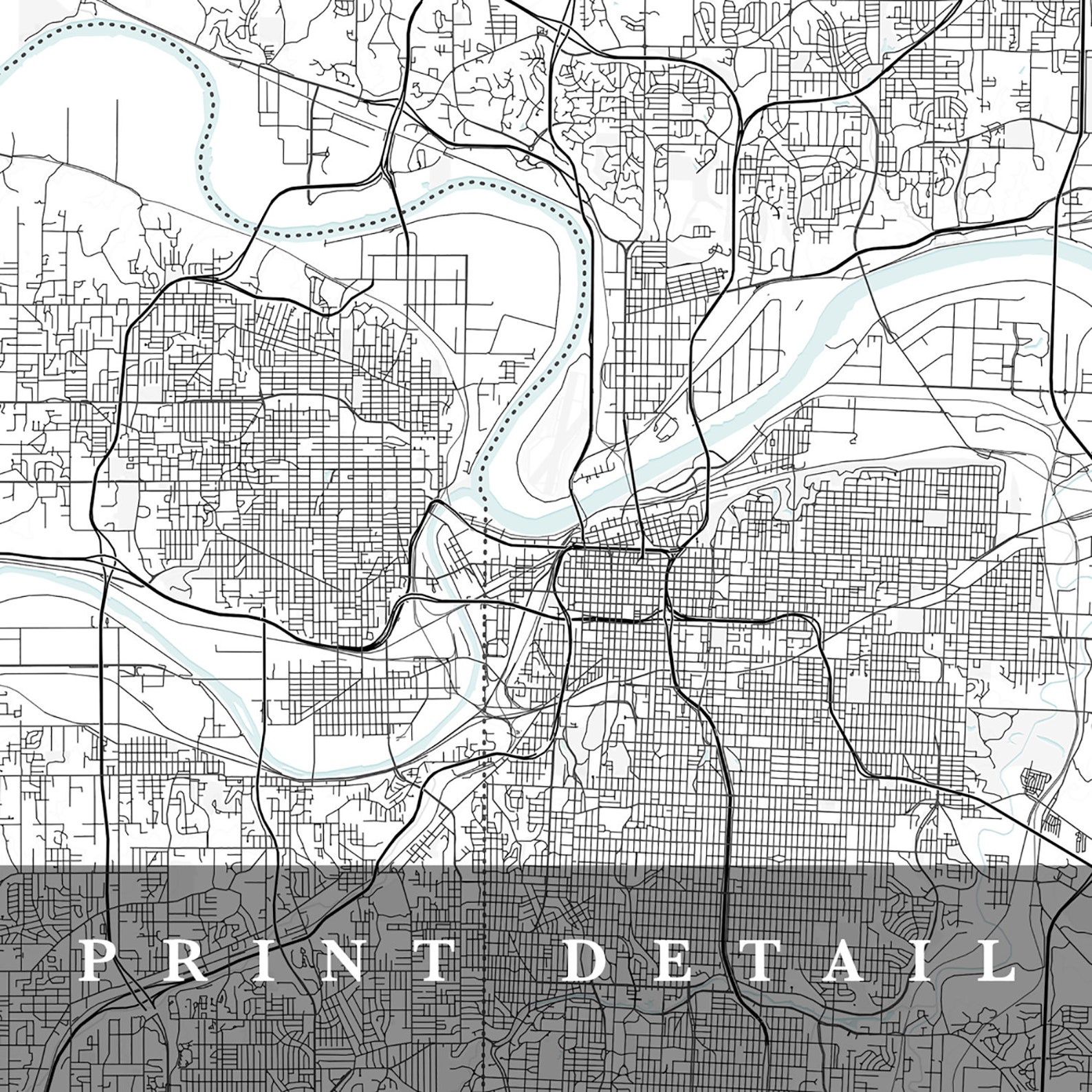 Kansas City Map Minimalist Map Kansas City Print Kansas | Etsy