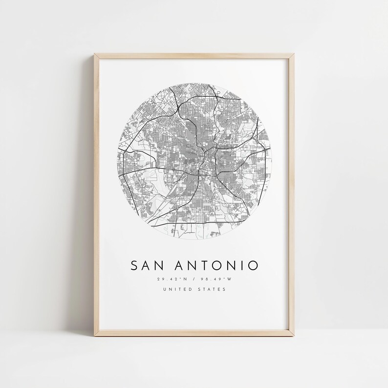 San Antonio Map, Minimalist Map, San Antonio Print, San Antonio Poster, San Antonio Art, Modern Map Print, Map of San Antonio, San Antonio image 10