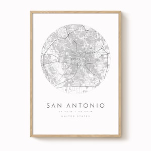 San Antonio Map, Minimalist Map, San Antonio Print, San Antonio Poster, San Antonio Art, Modern Map Print, Map of San Antonio, San Antonio image 1