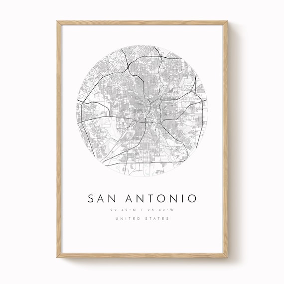 San Antonio Map, Minimalist Map, San Antonio Print, San Antonio Poster, San Antonio Art, Modern Map Print, Map of San Antonio, San Antonio