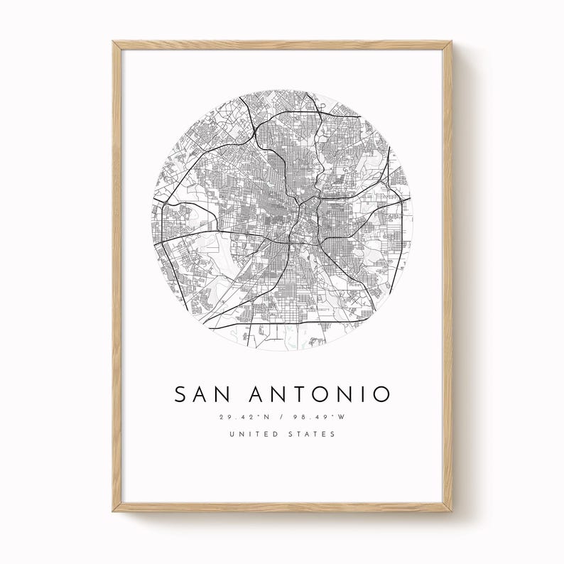 San Antonio Map, Minimalist Map, San Antonio Print, San Antonio Poster, San Antonio Art, Modern Map Print, Map of San Antonio, San Antonio image 1