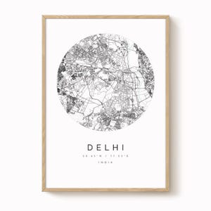 Delhi Map Poster: Modern Minimalist Design - Matte Fine Art Print