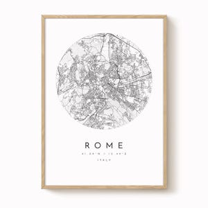 Rome Map, Rome Print, Rome Poster, Rome Art, Modern Map Print, Map of Rome, Rome, Rome City Map, City of Rome Map image 1