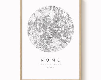 Rome Map, Rome Print, Rome Poster, Rome Art, Modern Map Print, Map of Rome, Rome, Rome City Map, City of Rome Map