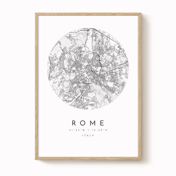 Rome Map, Rome Print, Rome Poster, Rome Art, Modern Map Print, Map of Rome, Rome, Rome City Map, City of Rome Map