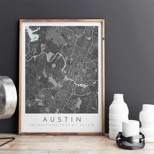 Austin Vintage Map Print Austin Map Texas Map Art Austin Etsy