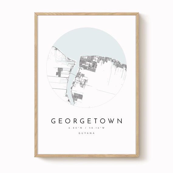 Georgetown City Map: Modern Minimalist Design - Matte Fine Art Print