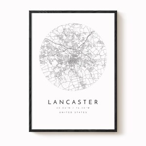 Wydruk mapy Lancaster: czysty, minimalistyczny design (papier artystyczny) zdjęcie 2