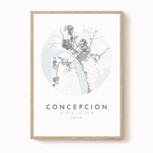 Concepcion Chile Map Print, Minimalist City Art (Multiple Sizes)