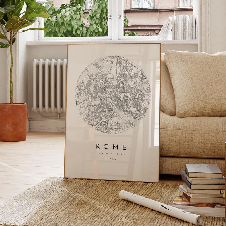 Rome Map, Rome Print, Rome Poster, Rome Art, Modern Map Print, Map of Rome, Rome, Rome City Map, City of Rome Map image 4