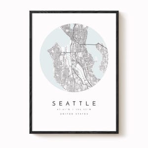 Seattle City Map Print: Modern Minimalist Design - Matte Fine Art Paper image 2