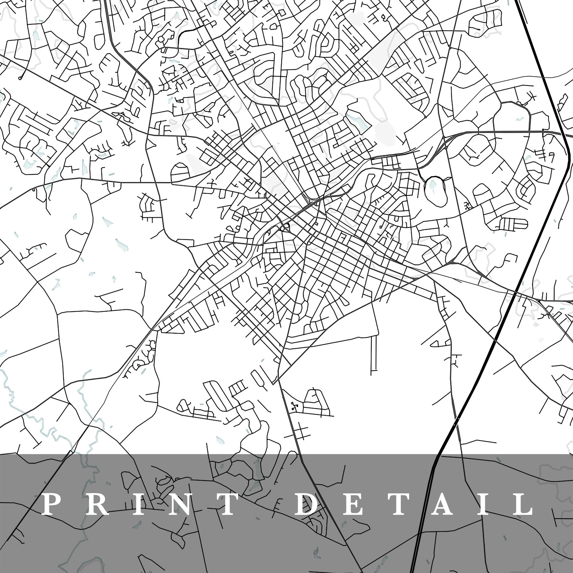 Rock Hill Map Rock Hill South Carolina City Map Home Town Etsy