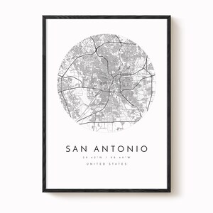 San Antonio Map, Minimalist Map, San Antonio Print, San Antonio Poster, San Antonio Art, Modern Map Print, Map of San Antonio, San Antonio image 2