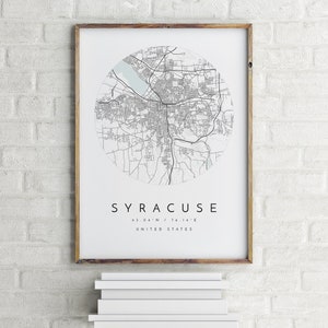 Syracuse kaart, Syracuse, New York, stadsplattegrond, Home Town kaart, Syracuse print, kunst aan de muur, kaart poster, minimalistische kaart kunst, mapologist, cadeau