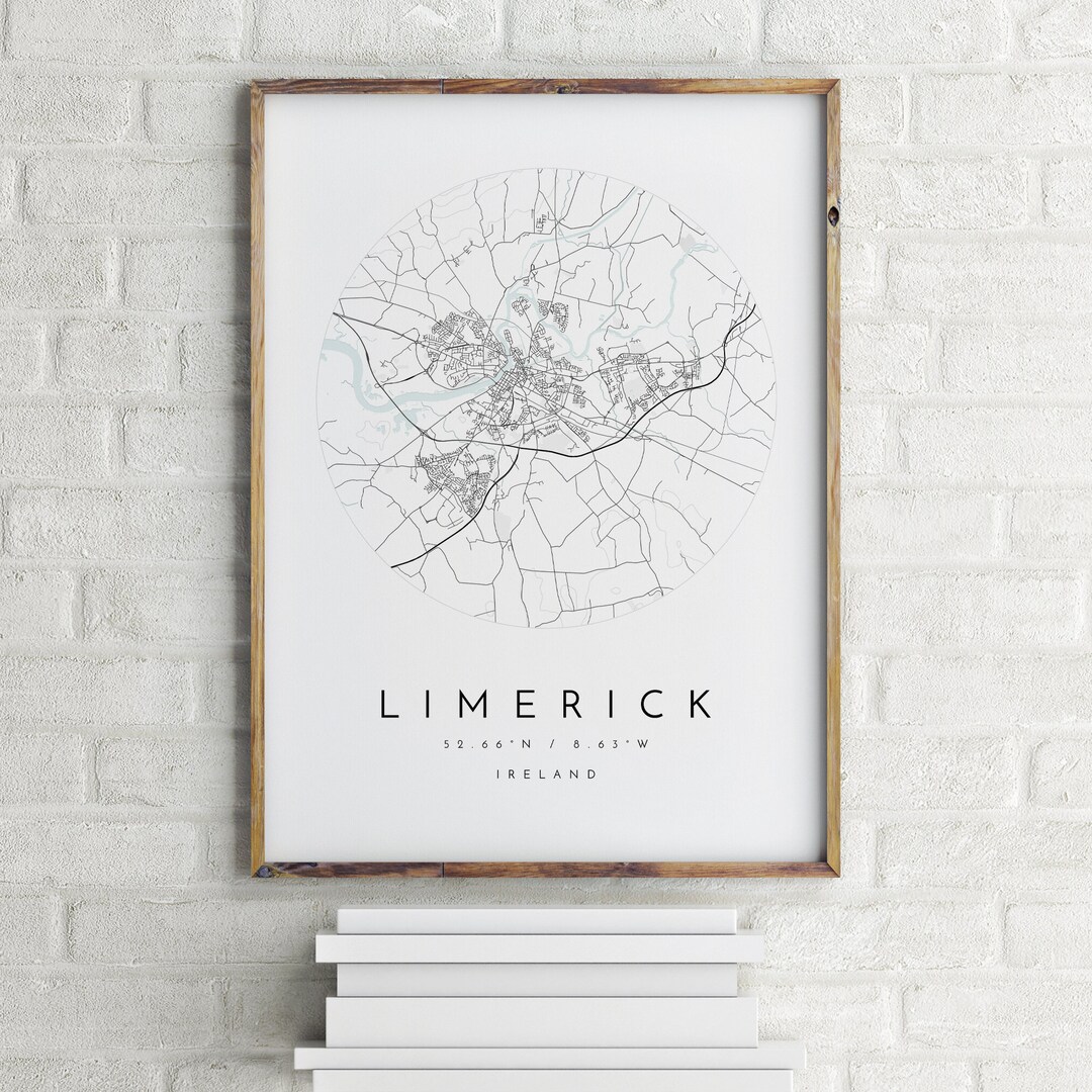 Limerick Map Minimalist Map Limerick Print Limerick Poster Etsy